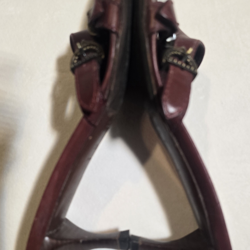 Celine Vintage Dark Mahogany Leather Buckle Mules Size 38 - Picture 7 of 8